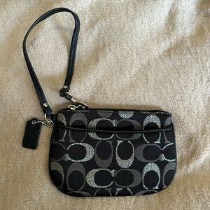 NWOT Coach Black, Gray and Silver Wristlet